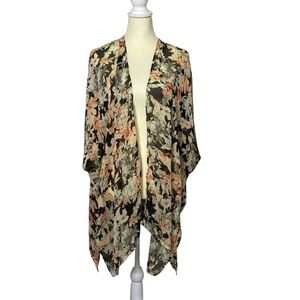 Maurices Floral Kimono One Size Sheer Boho Cardigan Open Front Lightweight Duste